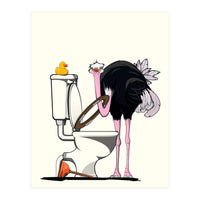 Ostrich on the Toilet, Funny Bathroom Humour (Print Only)