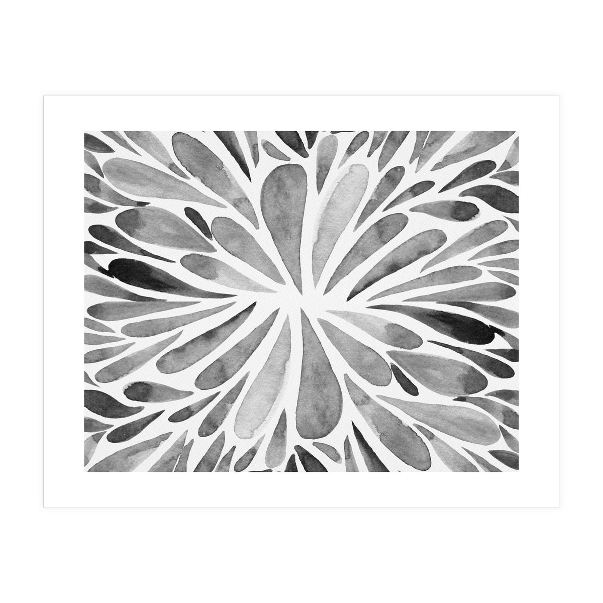 Retro abstract floral - black and white (Print Only)