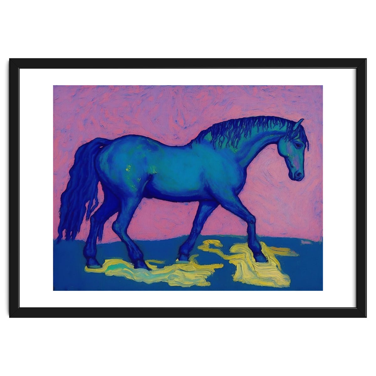 Blue Horse Abstract Painting