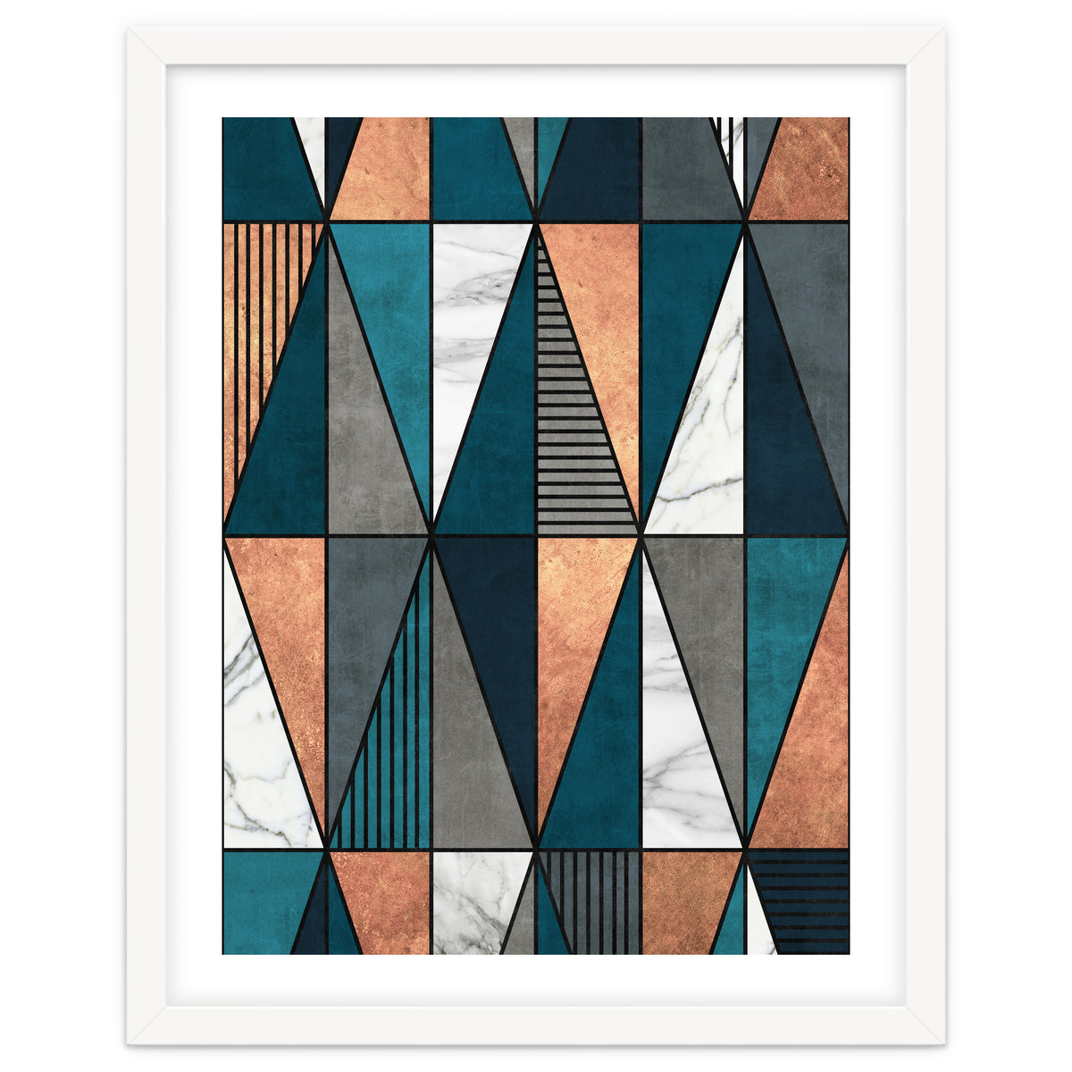 Copper, Marble and Concrete Triangles with Blue