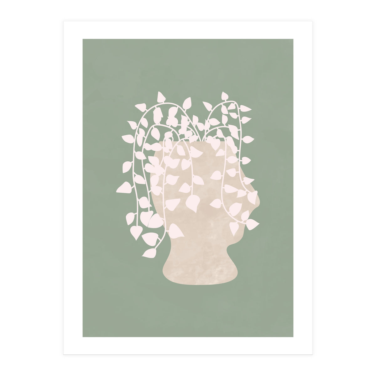 Abstract Potted Figure Sage Green (Print Only)