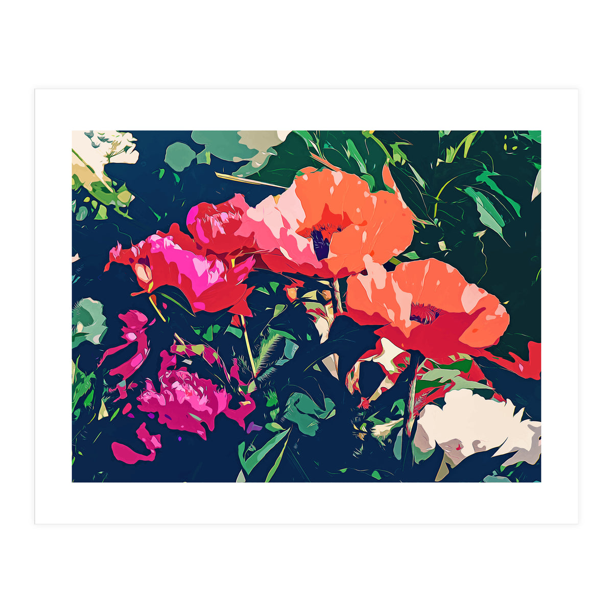 Where Darkness Blooms, Dark Floral Botanical Painting, Eclectic Blush Plants Garden Nature Flowers (Print Only)