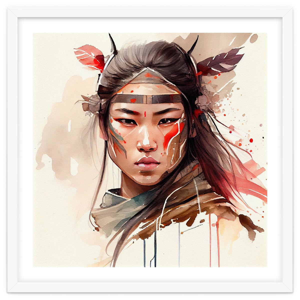 Watercolor Asian Warrior Woman #2