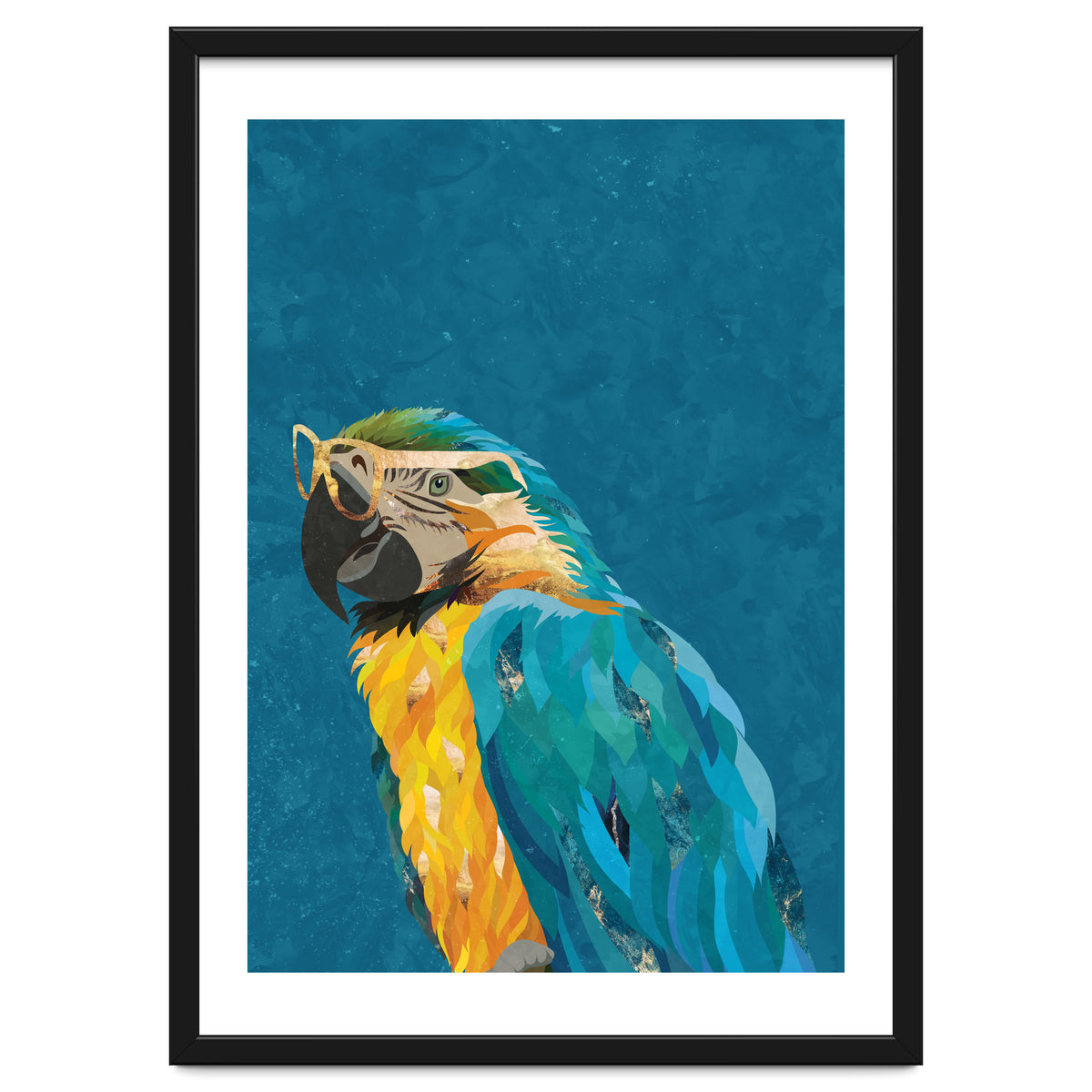 Macaw Portrait Blue Gold Glasses