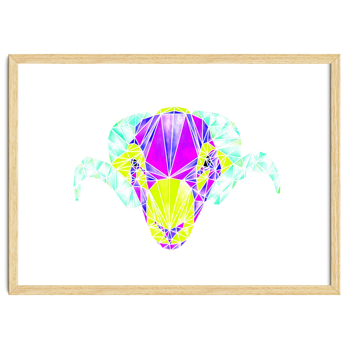 Colourful Geometric Swaledale Sheep Tup with White Lines