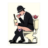 British Policeman on the Toilet, funny bathroom humour (Print Only) thumbnail