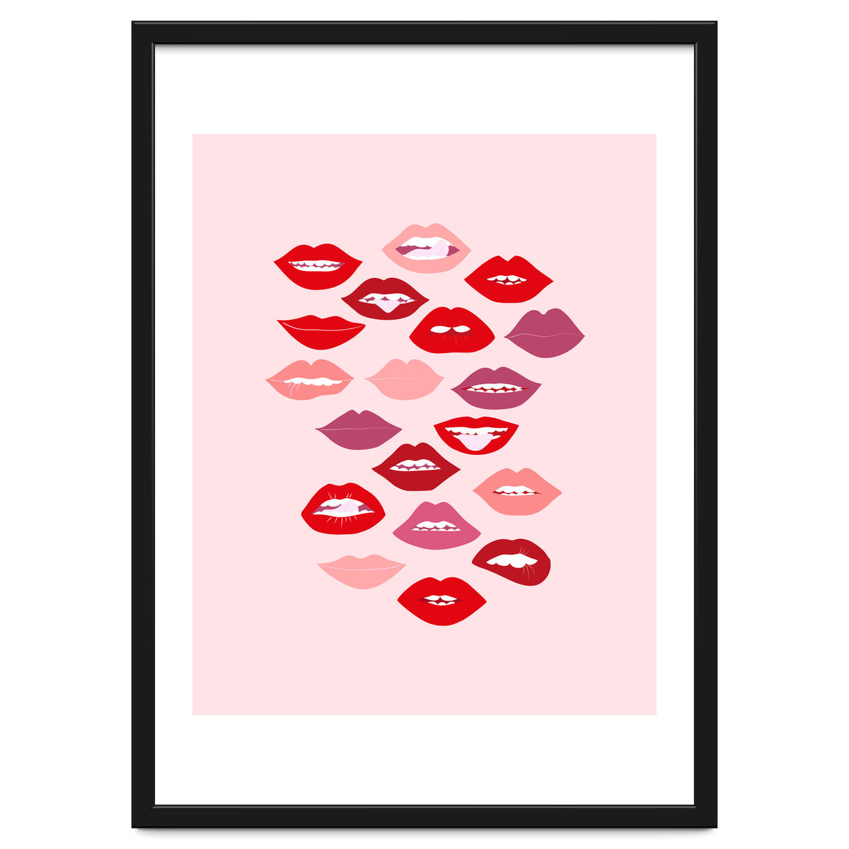 Lips Red with Pink Background