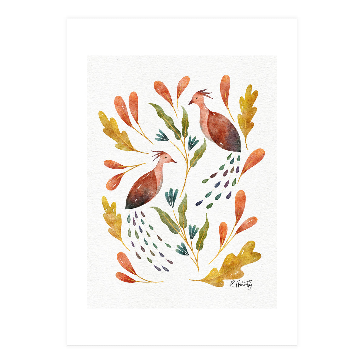 Folk Art Peacocks (Print Only)