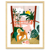Pet Pals, Animals Lovers Illustration, Travel With Pets Modern Bohemian Painting thumbnail