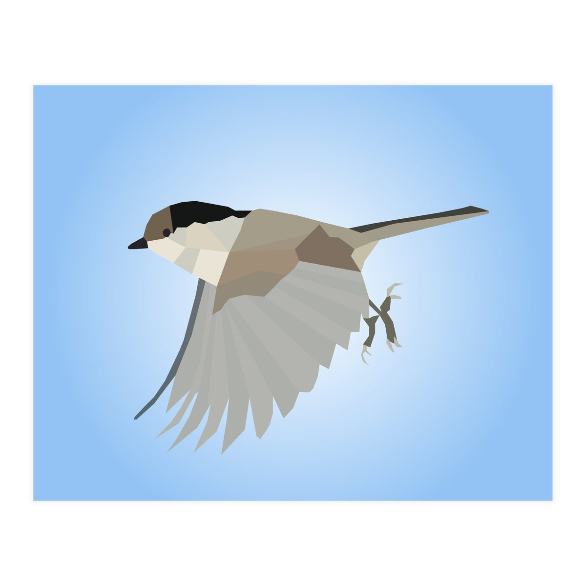 Willow Tit Bird Low Poly Art (Print Only)