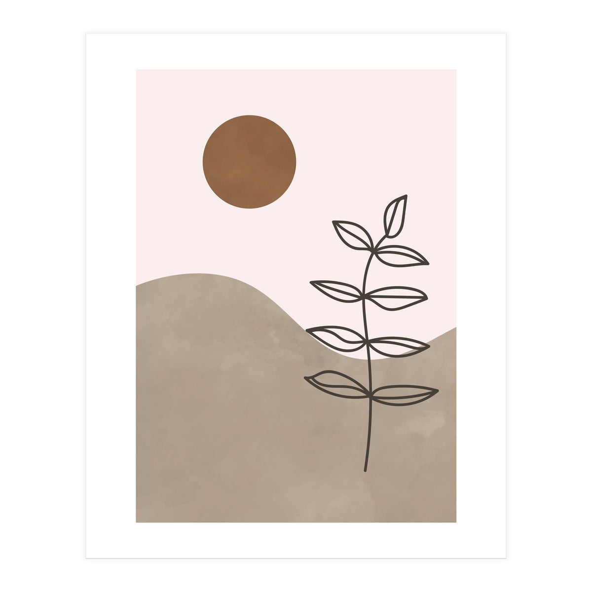 Sun Leaf Abstract Botanical Mid Century (Print Only)