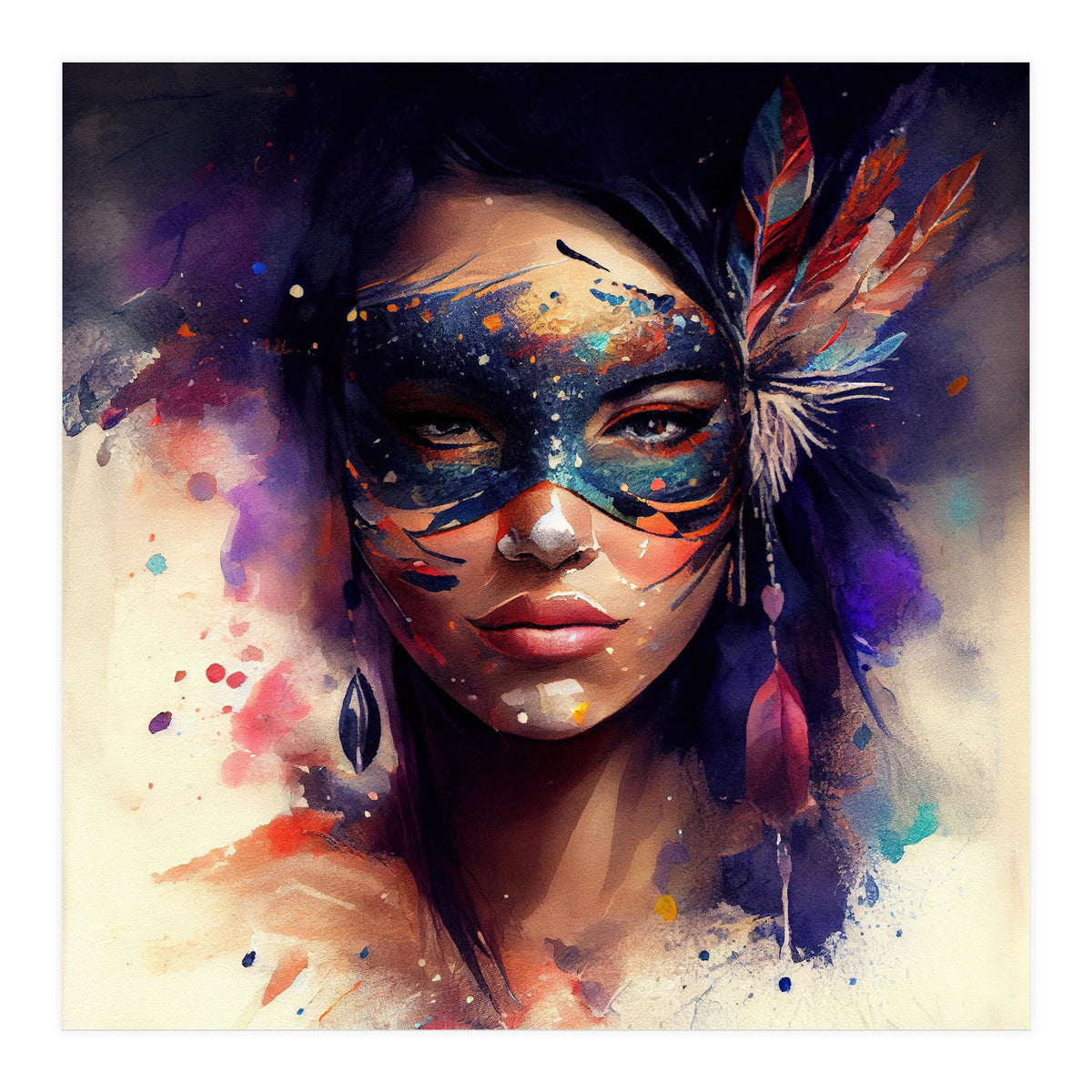 Watercolor Carnival Woman #1 (Print Only)