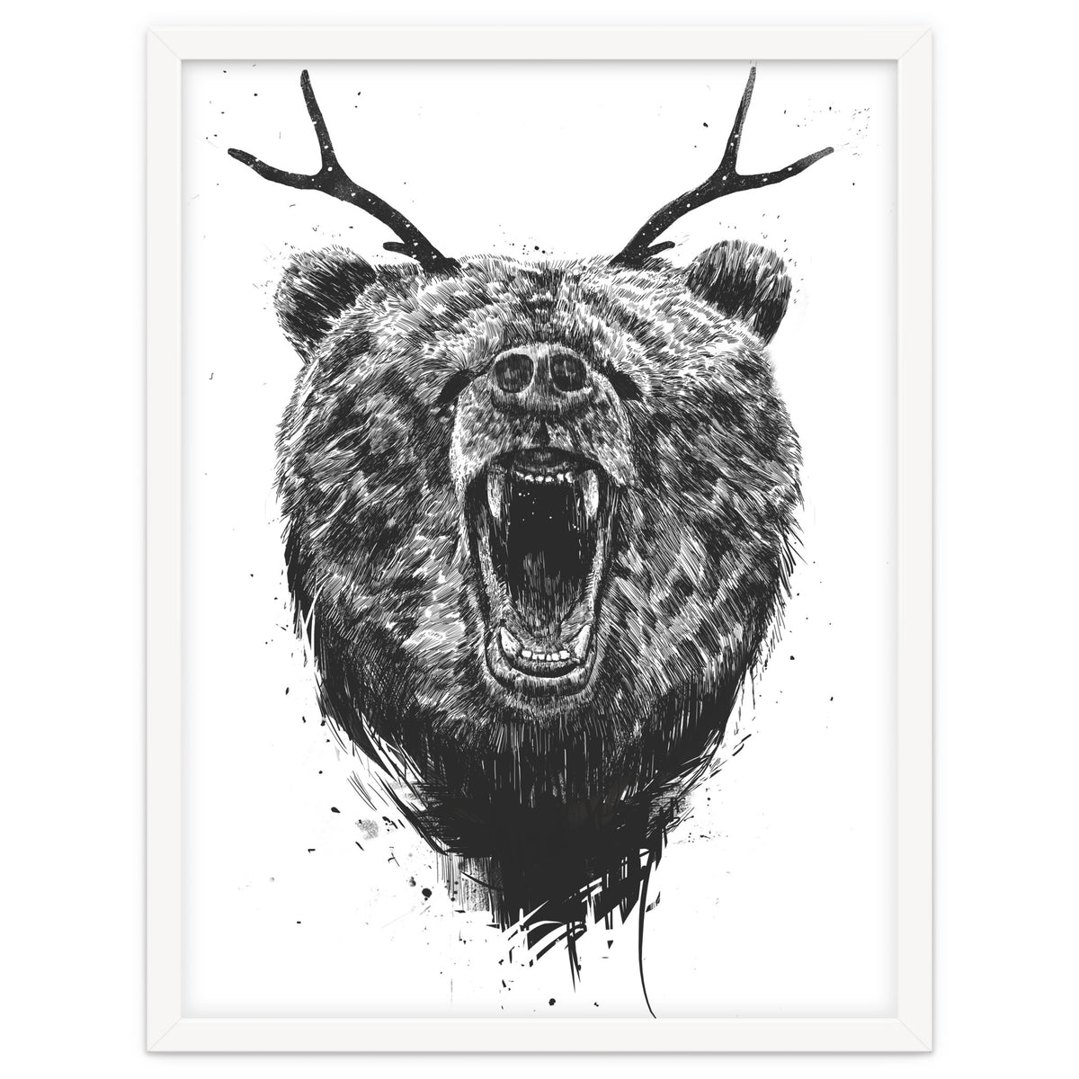Angry Bear With Antlers