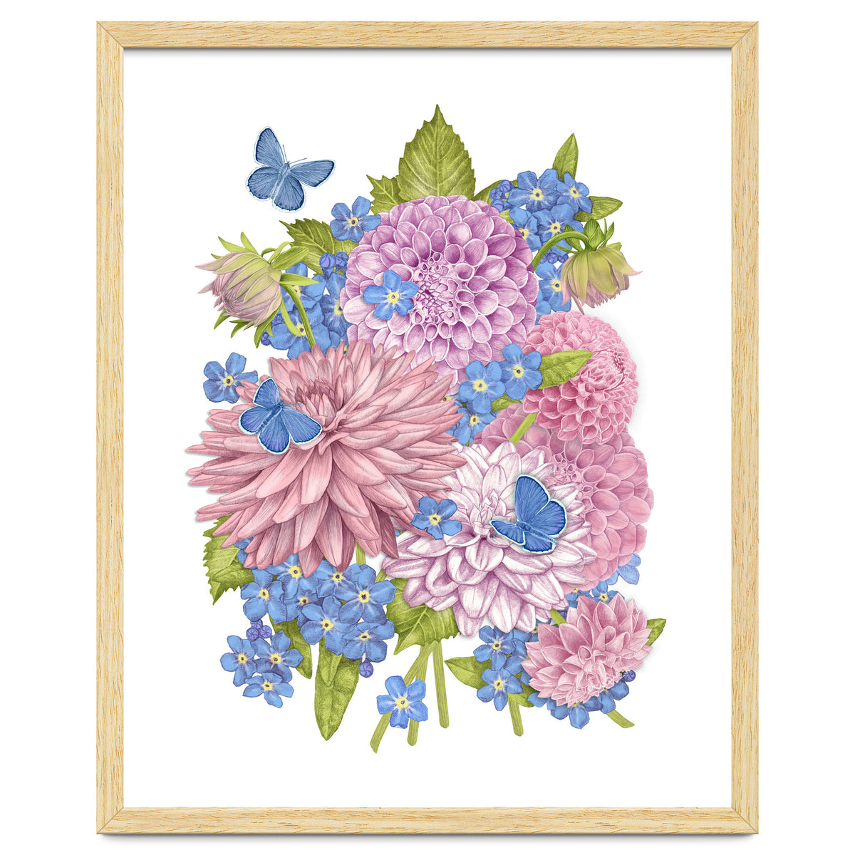 Pink Flowers and Butterflies