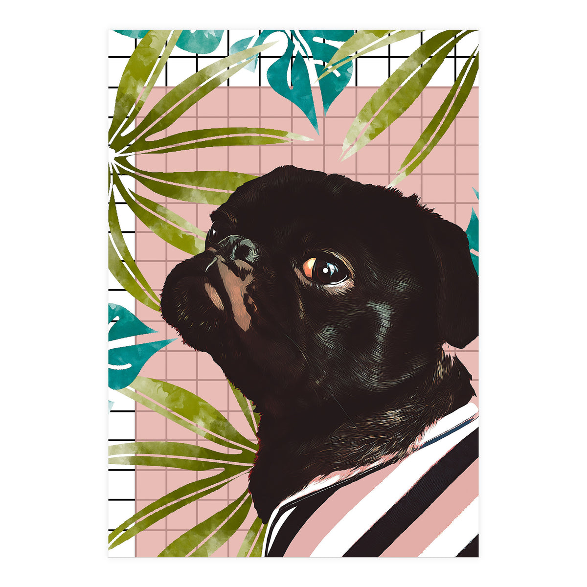 Pug On An Island (Print Only)