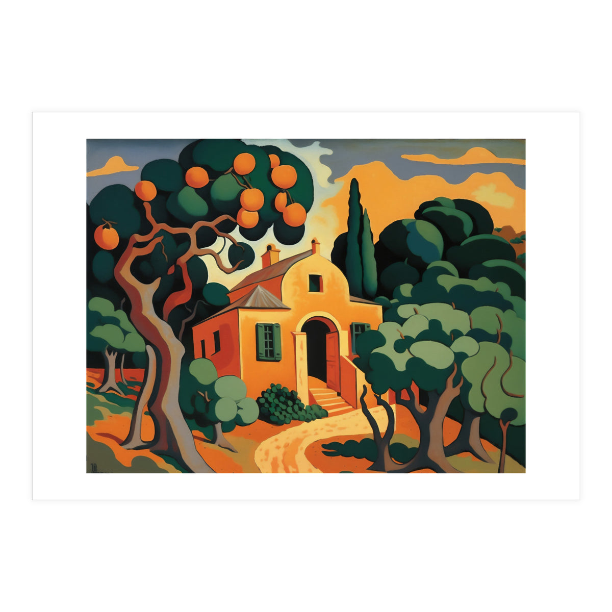 Orange House, Orange Tree Painting (Print Only)