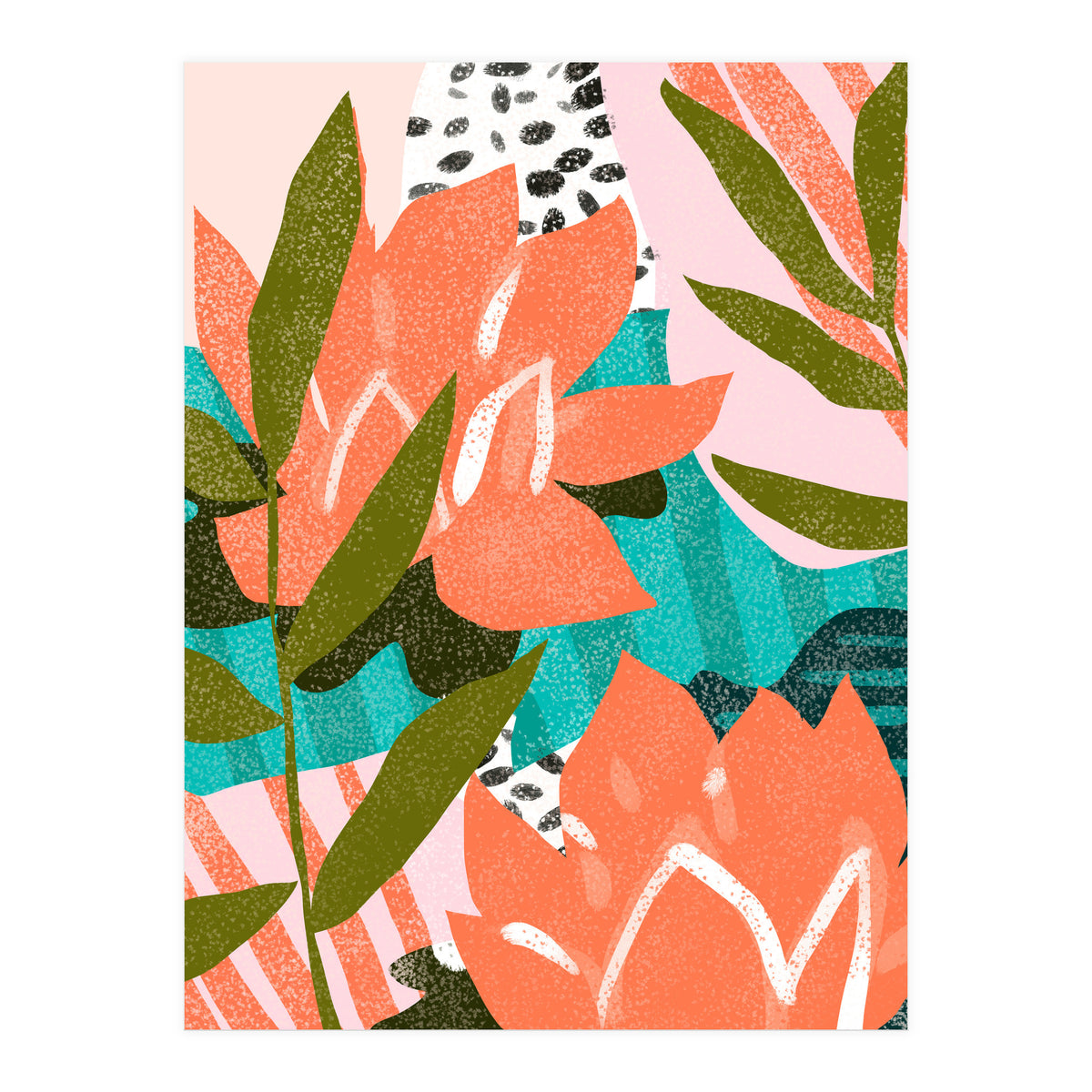 Forever in My Garden | Abstract Botanical Nature Plants Floral Painting | Quirky Modern Contemporary (Print Only)