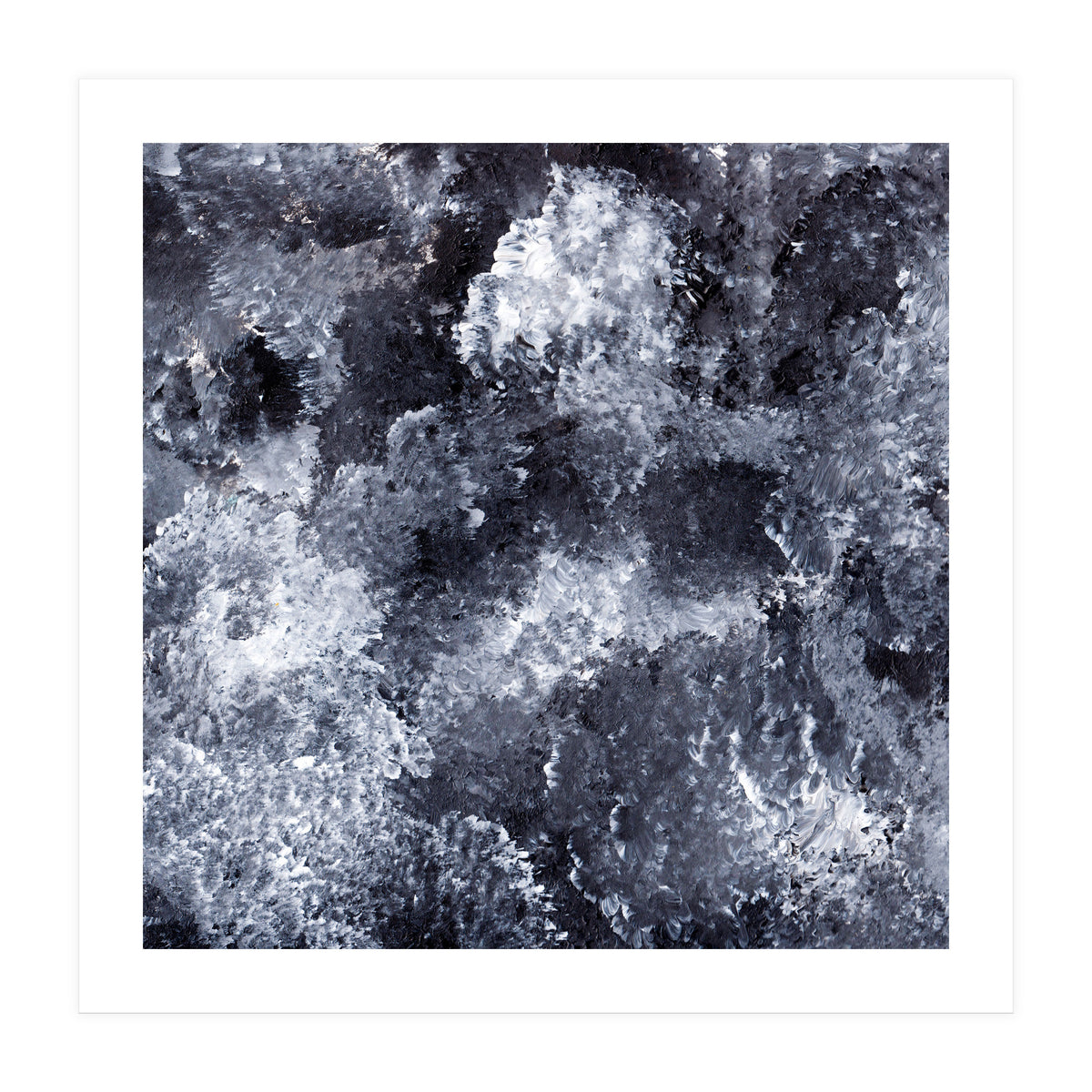 Modern Black White Acrylic Paint Brushstroke Ocean Waves (Print Only)