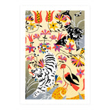 Yin Yang, Vintage Botanical Tiger Jungle, Balance Positivity Peace, Forest Animals Wild Cat (Print Only) thumbnail