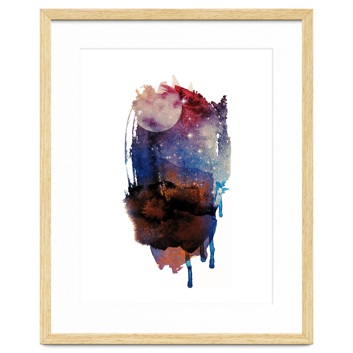 Abstract watercolour red moon