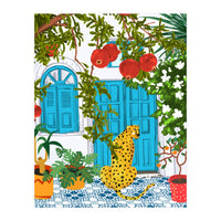 Cheetah Home, Morocco Architecture Illustration, Greece Cats Tropical Urban Jungle Pomegranate  (Print Only)
