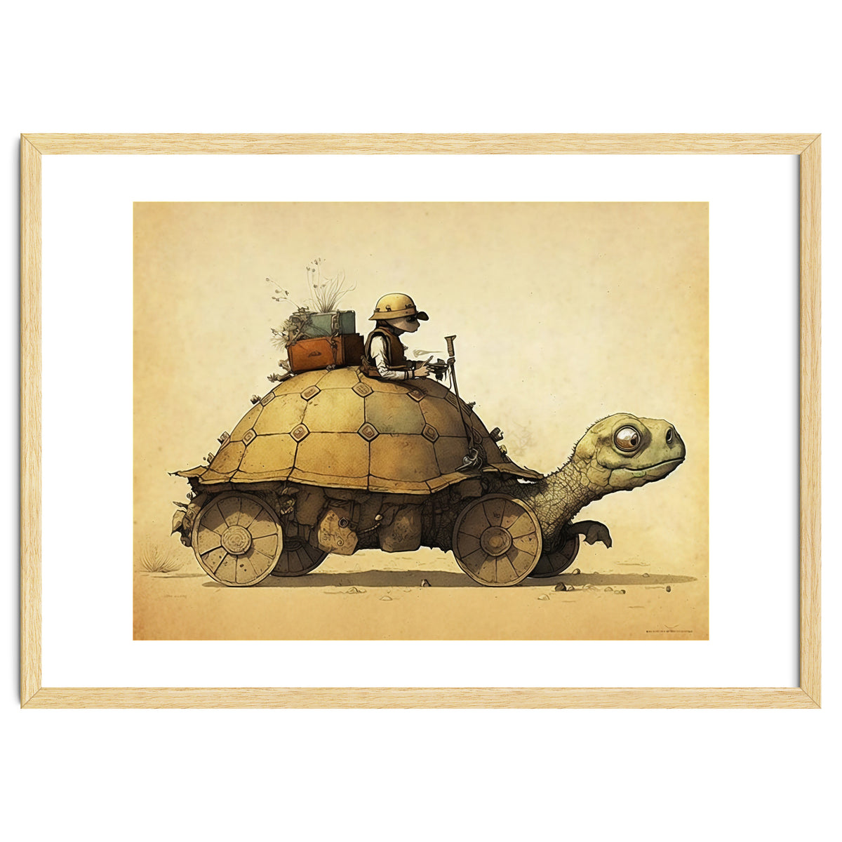 Tortoise Car Steampunk Illustration