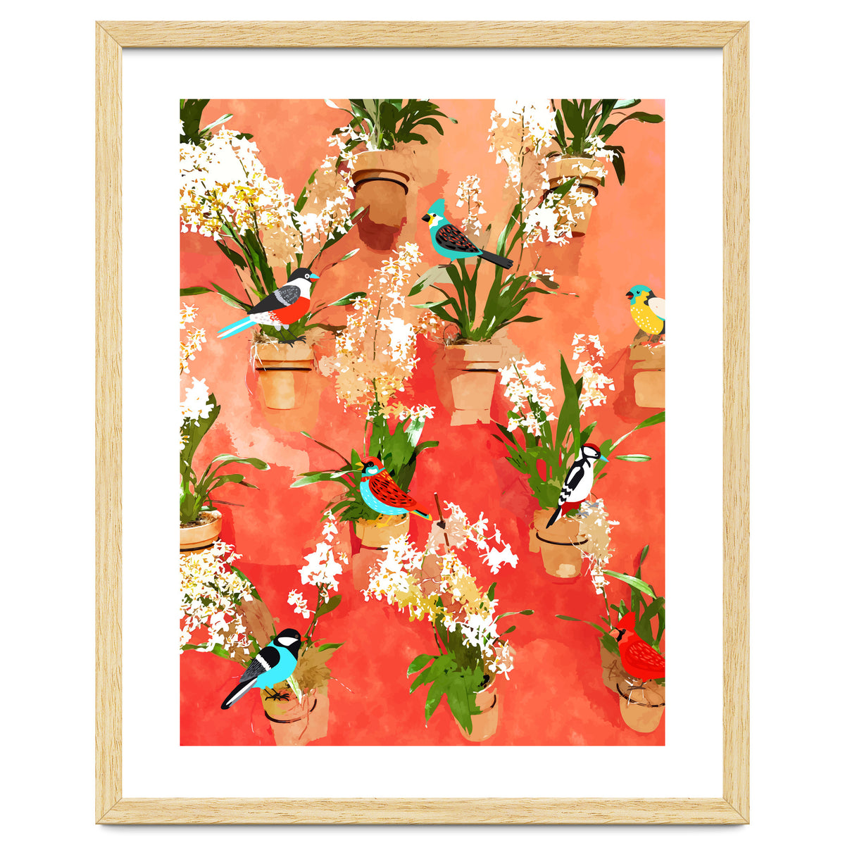 Birds of different feathers flock together | Biodiversity Wildlife Animals Red Watercolor Painting