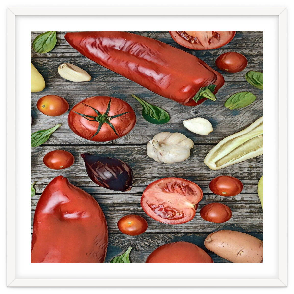 Tomatoes and bell peppers, healthy table