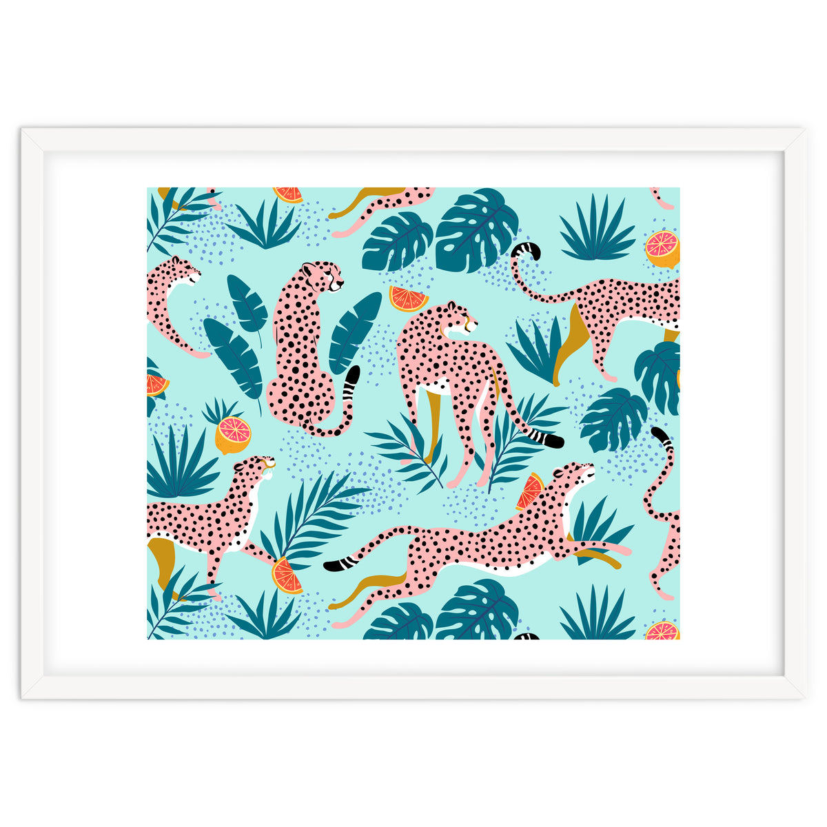 Cheetahs In The Grapefruit Grove, Tropical Jungle bohemian Wildlife, Tiger Wild Cat Nature Forest