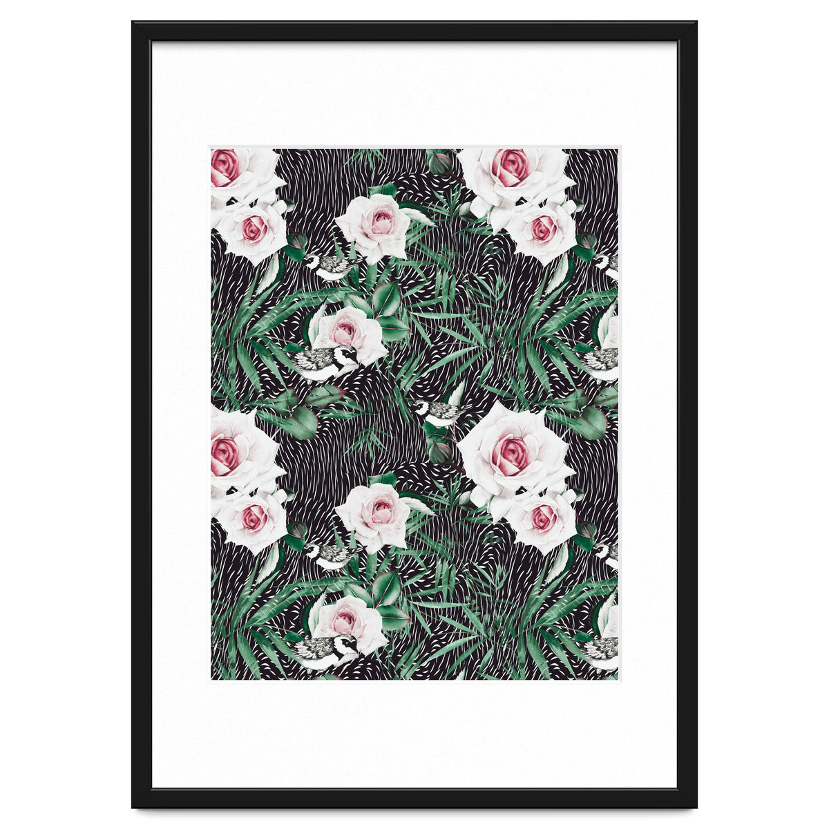 Dark flowery abstract of birds