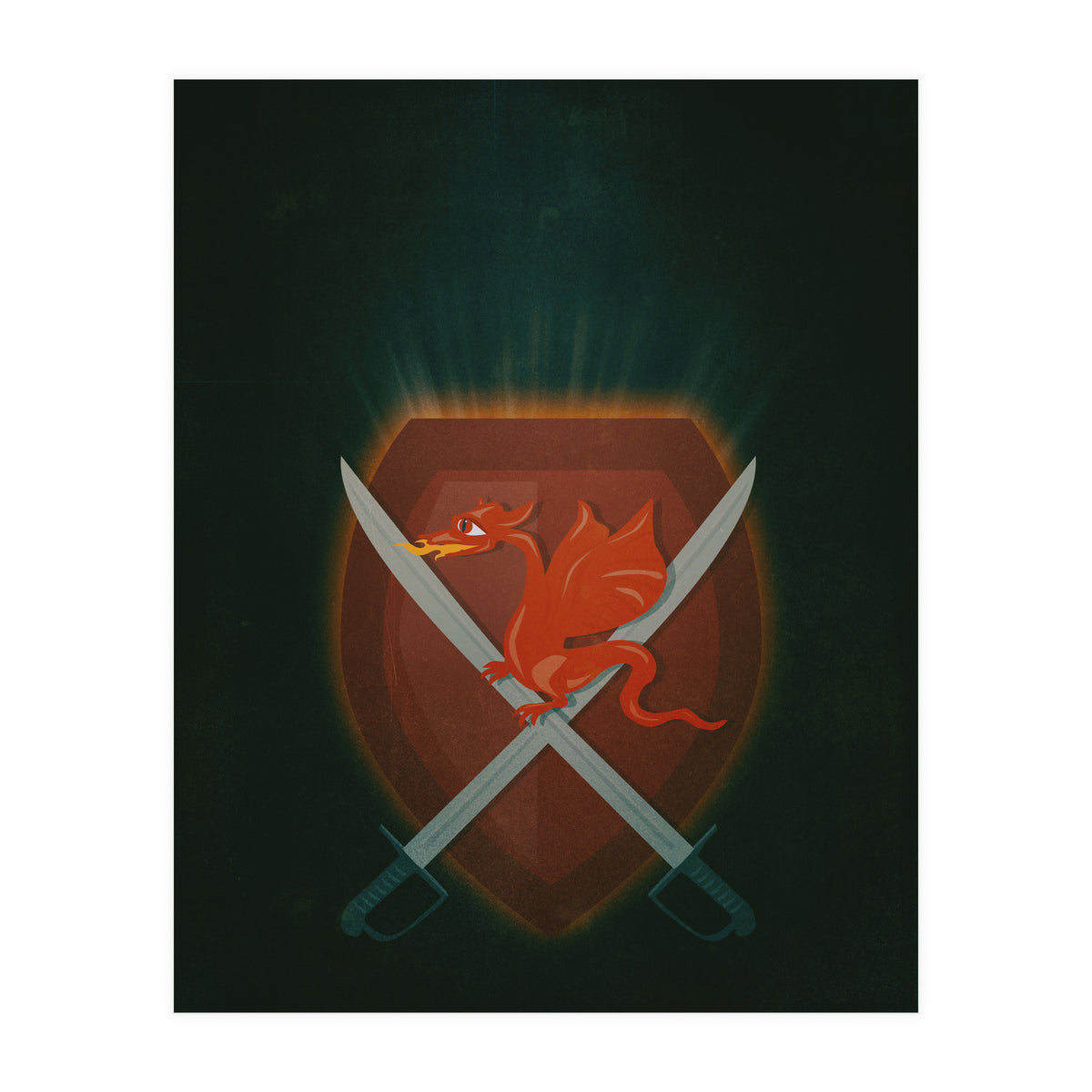 Heraldic dragon and cutlasses (Print Only)