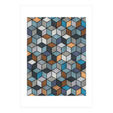Colorful Concrete Cubes - Blue, Grey, Brown (Print Only) thumbnail