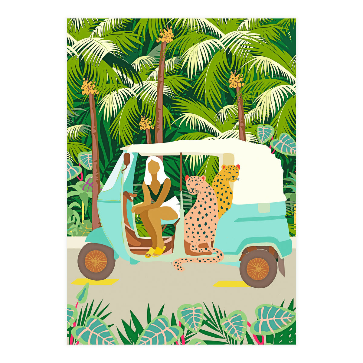 Rikshaw ride with Javan leopards in Bali | Tropical Nature Jungle Bohemian Wildlife Travel (Print Only)