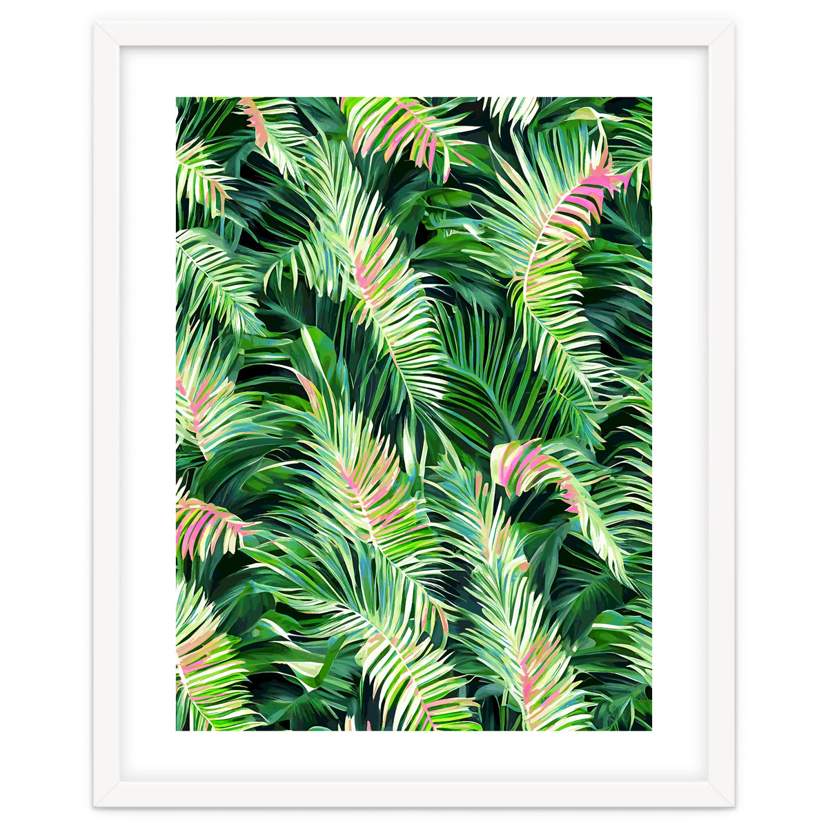 Palm & Peace Art Print, Tropical Botanical Jungle Canvas Print, Nature Painting Plants Forest Poster