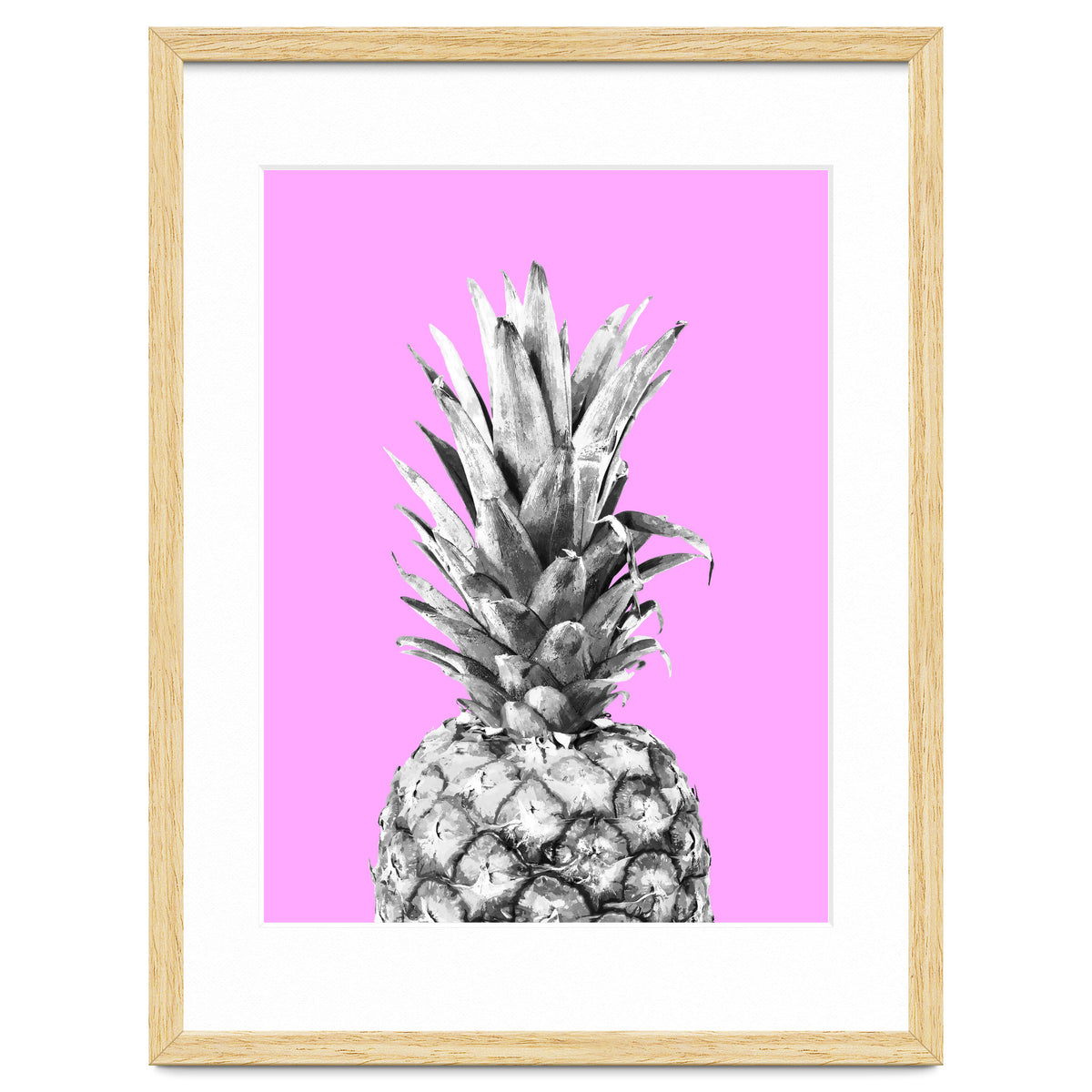 Black and White Pineapple Pink Background
