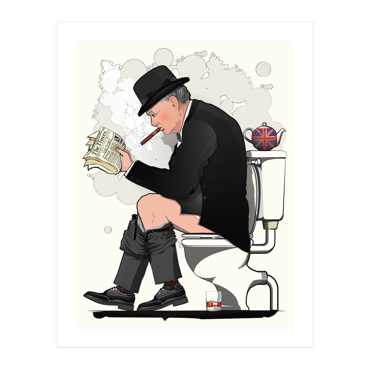 Churchill on the Toilet, Funny Bathroom Humour (Print Only)
