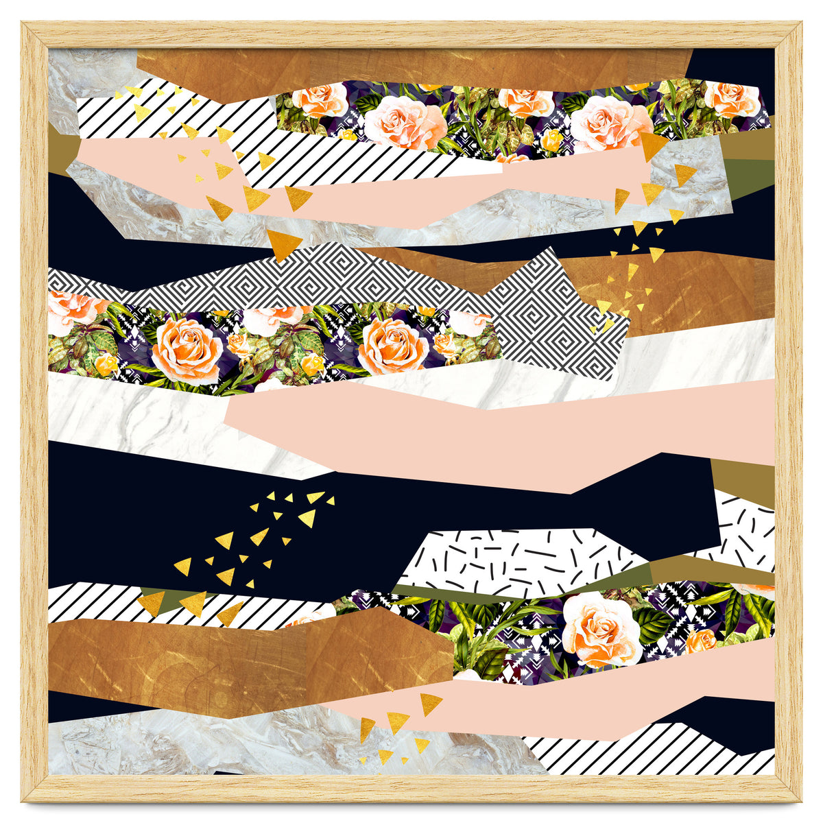 Collage of textured shapes and flowers