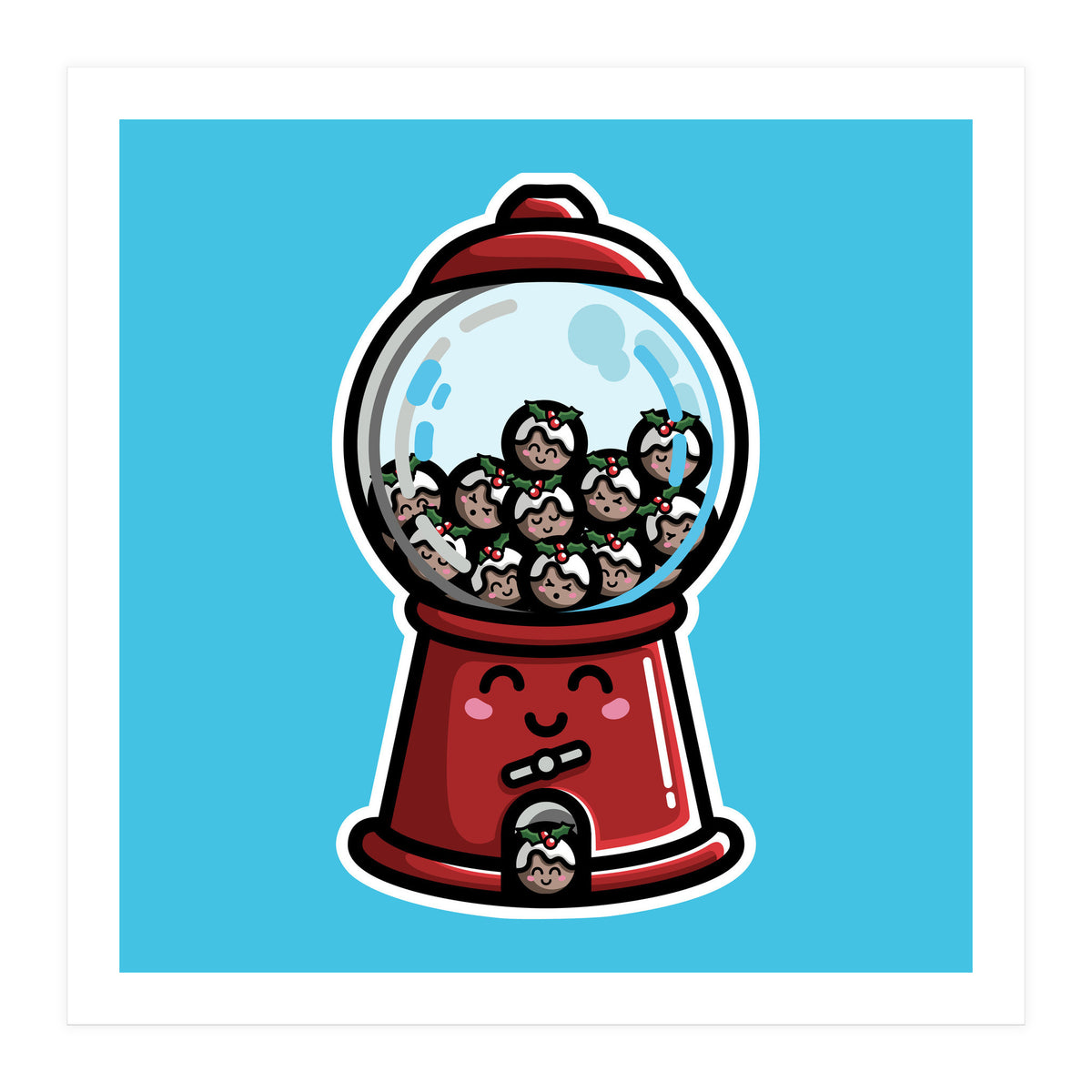 Kawaii Cute Christmas Pudding Gumball Machine (Print Only)