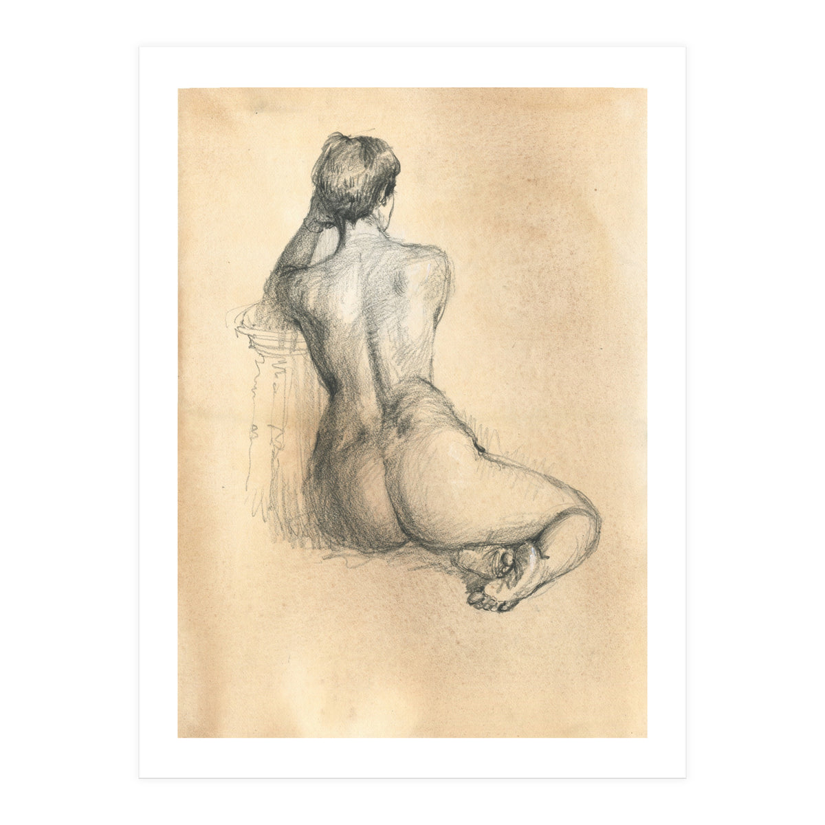 Nude beautiful girl from the back (Print Only)