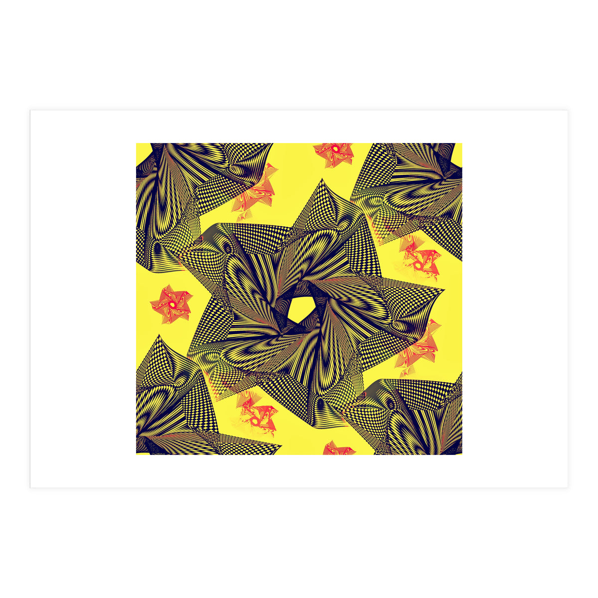 Black flowers on yellow background. (Print Only)
