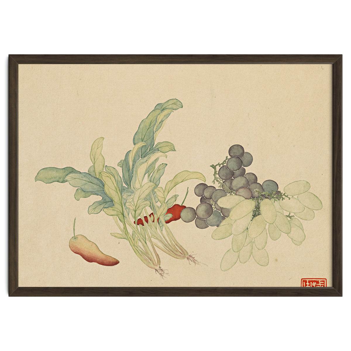 Wang Chengyu ~ Flowers And Vegetables, Vegetables, Fruits, Peppers, Millet Hot, Grapes, Spinach