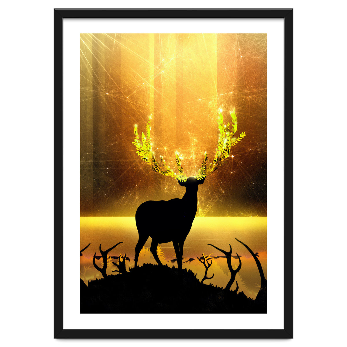 Greenery Deer Golden Sun