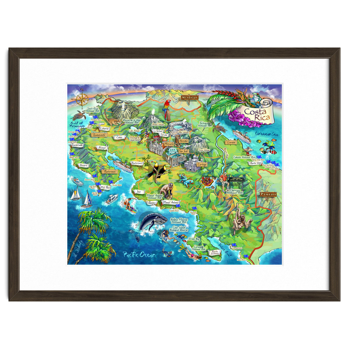 Costa Rica Map Illustration