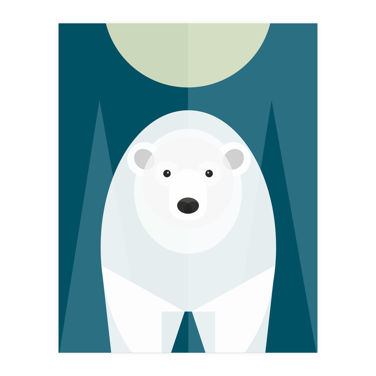 Mid Century Geometric Polar Bear (Print Only)