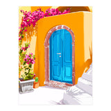 Sunny Morocco, Summer Architecture Greece Travel Painting, Boungainvillea Tropical Floral (Print Only) thumbnail