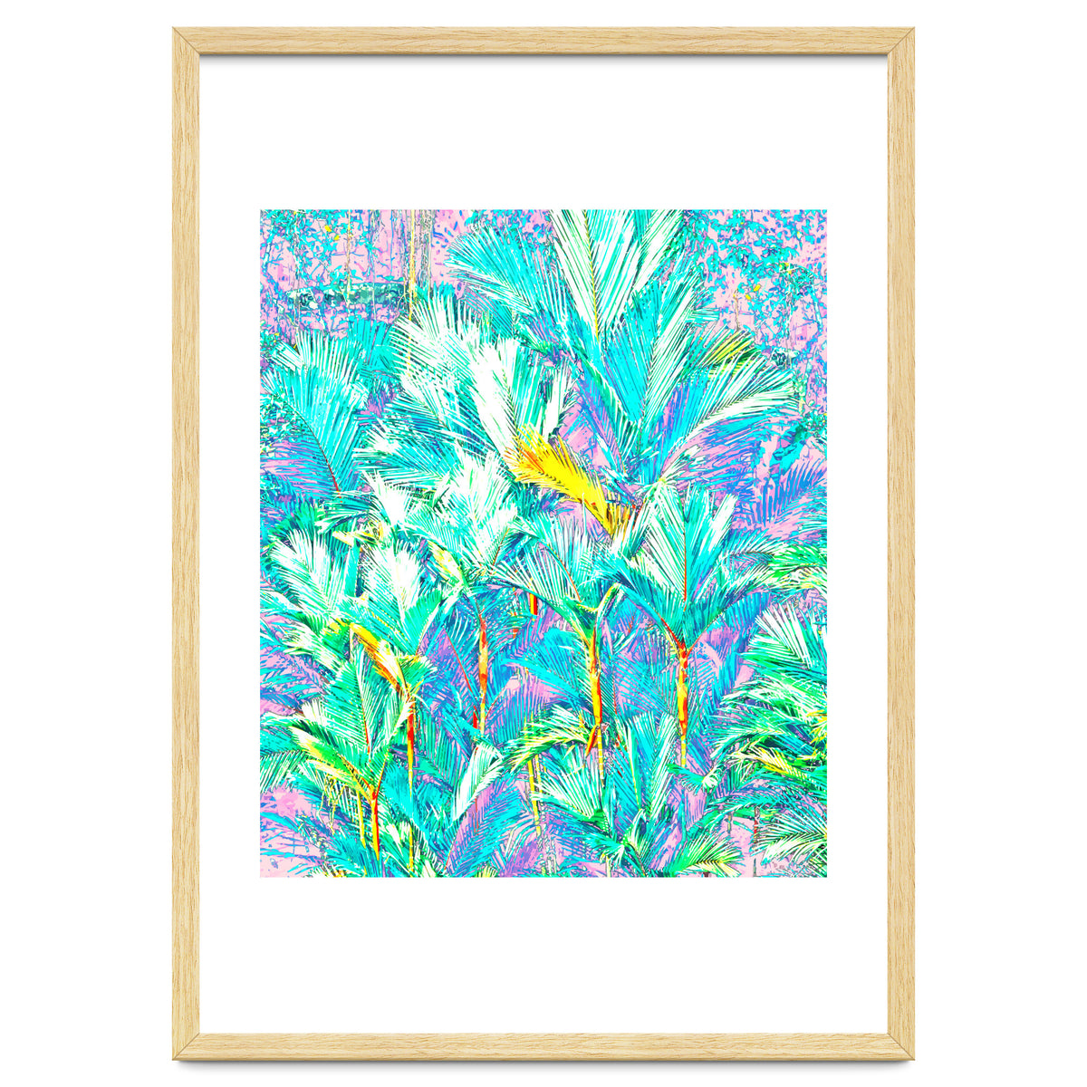 Palm Garden, Tropical Nature Jungle Botanical Painting, Bohemian Intricate Pastel Forest
