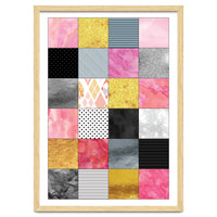 Pink Silver And Gold Quilt Art