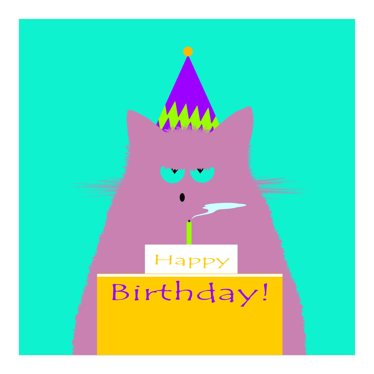Birthday Lilac Cat  (Print Only)