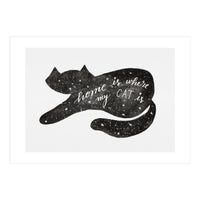 Watercolor galaxy cat - black and white (Print Only)