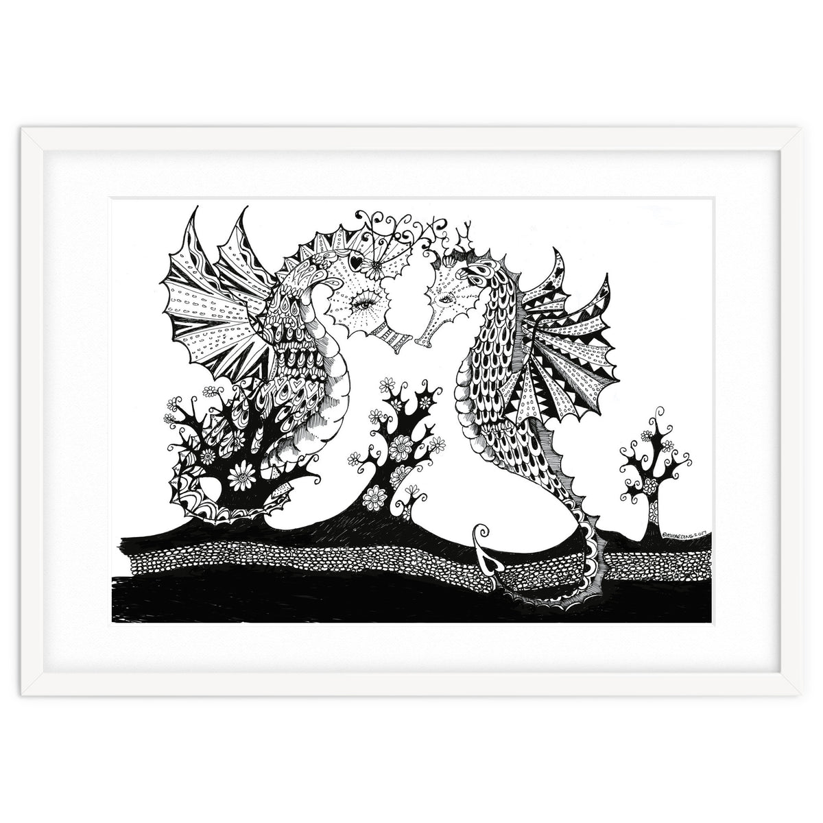 Seahorse Dragons Love Illustration